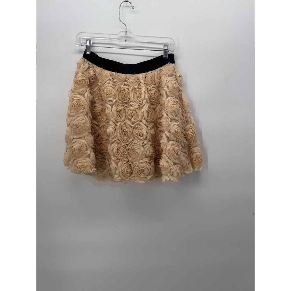 Free People 3D Textured Cream Floral Rose Skirt Small Fairycore Balletcore Boho
